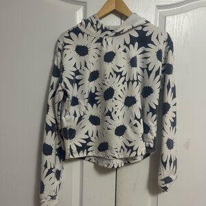 Floral Daisy Print Cropped Hoodie